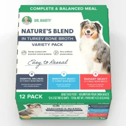 Dr. Marty Nature's Blend Turkey Bone Broth Wet Dog Food Variety Pack, 6.3 oz, Case of 12