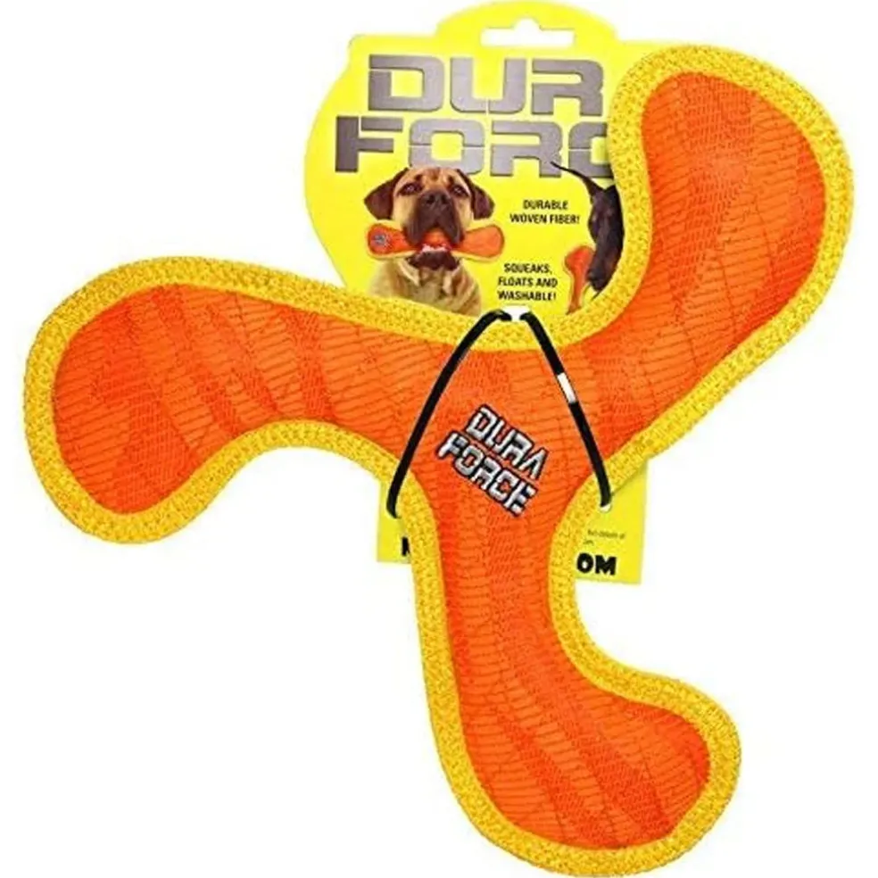 Duraforce Jr Boomerang Dog Toy Orange & Yellow