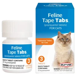 Durvet Feline Tape Tabs Tapeworm Dewormer for Cats (3 tablets)