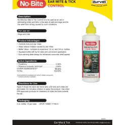Durvet No-Bite™ Ear Mite & Tick Control Solution For Dogs & Cats (4 oz)