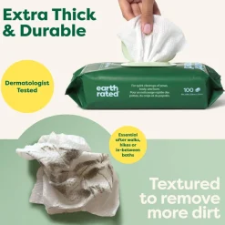 Earth Rated Hypoallergenic Dog Grooming Wipes, White Tea & Basil Scented (100 count)