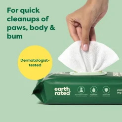 Earth Rated Hypoallergenic Dog Grooming Wipes, Unscented (100 count)
