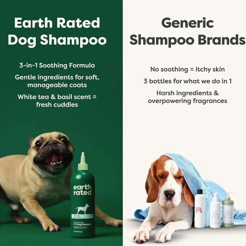 Earth Rated 3-in-1 Short Coat White Tea & Basil Shampoo & Conditioner for Dogs (16 oz)