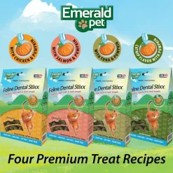 Emerald Pet Feline Dental Stixx with Chicken & Pumpkin Dental Cat Treats (3.6 oz)