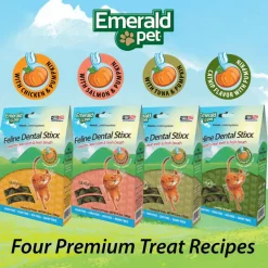 Emerald Pet Feline Dental Stixx with Salmon & Pumpkin Dental Cat Treats (3.6 oz)