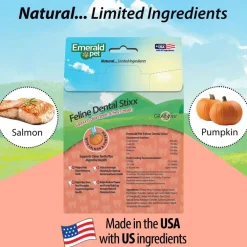 Emerald Pet Feline Dental Stixx with Salmon & Pumpkin Dental Cat Treats (3.6 oz)