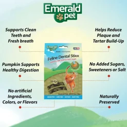 Emerald Pet Feline Dental Stixx with Tuna & Pumpkin Dental Cat Treats (3.6 oz)