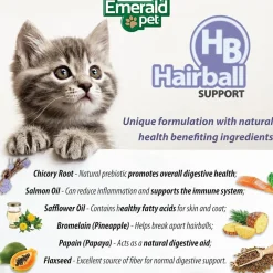 Emerald Pet Hairball Support Grain-Free Cat Soft Chews, 2.5-oz