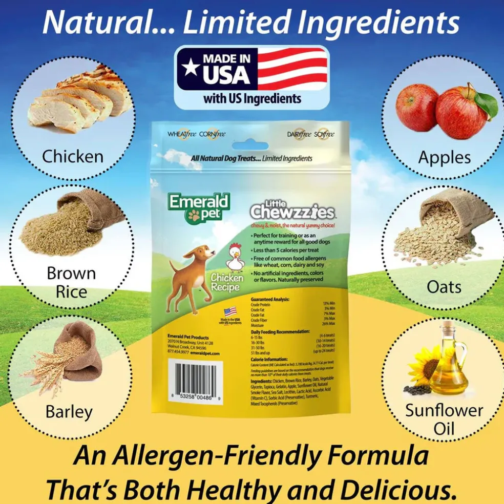 Emerald Pet Little Chewzzies Chicken Recipe Dog Treats, 5-oz