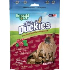 Emerald Pet Little Duckies Grain-Free with Duck & Cranberry Dog Treats, 5-oz