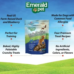 Emerald Pet Little Duckies Grain-Free with Duck & Blueberry Dog Treats, 5-oz