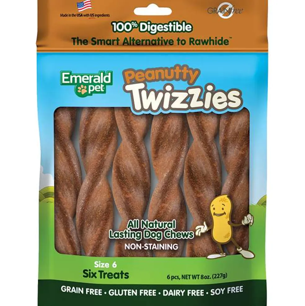 Emerald Pet Peanutty Twizzies Grain-Free Dog Treats, 6 count, 6-in