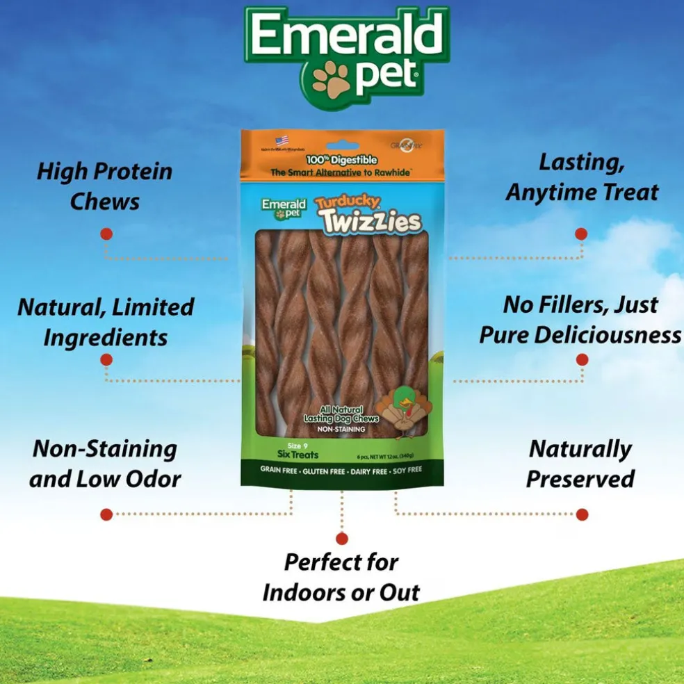 Emerald Pet Turducky Twizzies Grain-Free Dog Treats, 6 count
