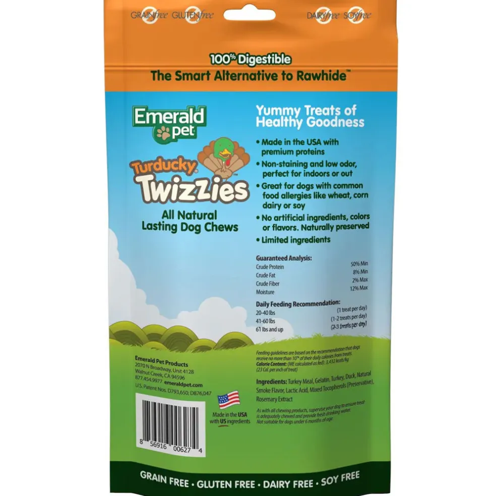 Emerald Pet Turducky Twizzies Grain-Free Dog Treats, 6 count
