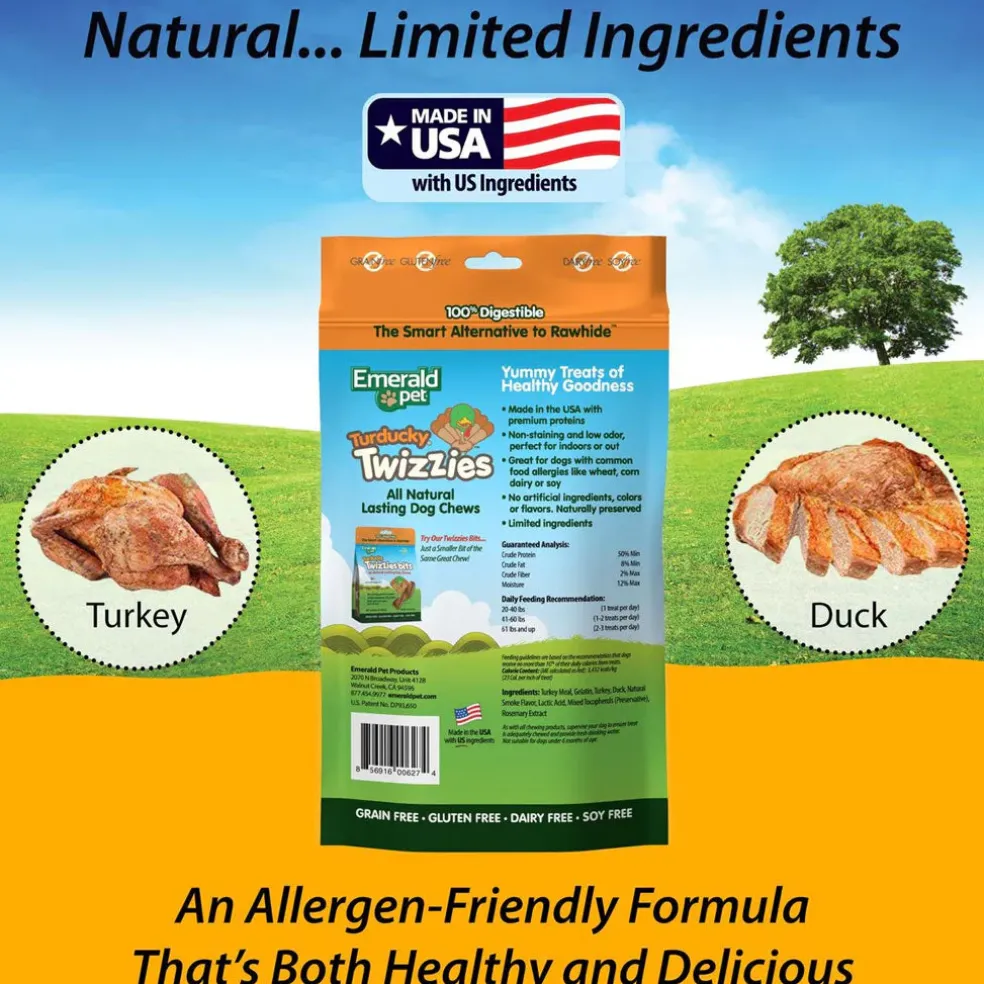 Emerald Pet Turducky Twizzies Grain-Free Dog Treats, 6 count