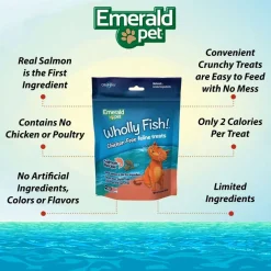Emerald Pet Wholly Fish! Salmon Recipe Grain-Free Crunchy Cat Treats (3 oz)