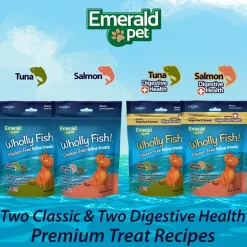 Emerald Pet Wholly Fish! Salmon Recipe Grain-Free Crunchy Cat Treats (3 oz)