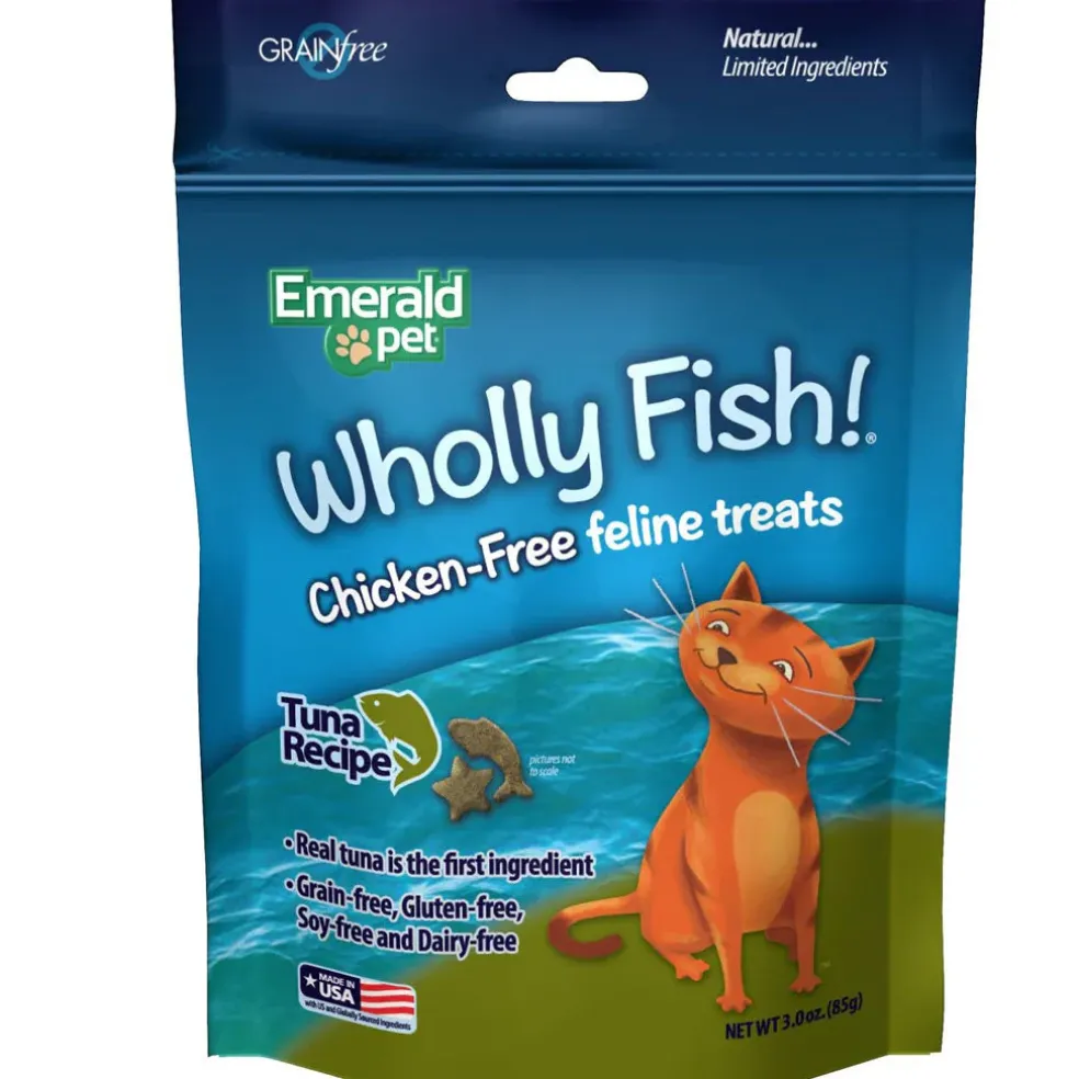 Emerald Pet Wholly Fish! Tuna Recipe Grain-Free Crunchy Cat Treats (3 oz)