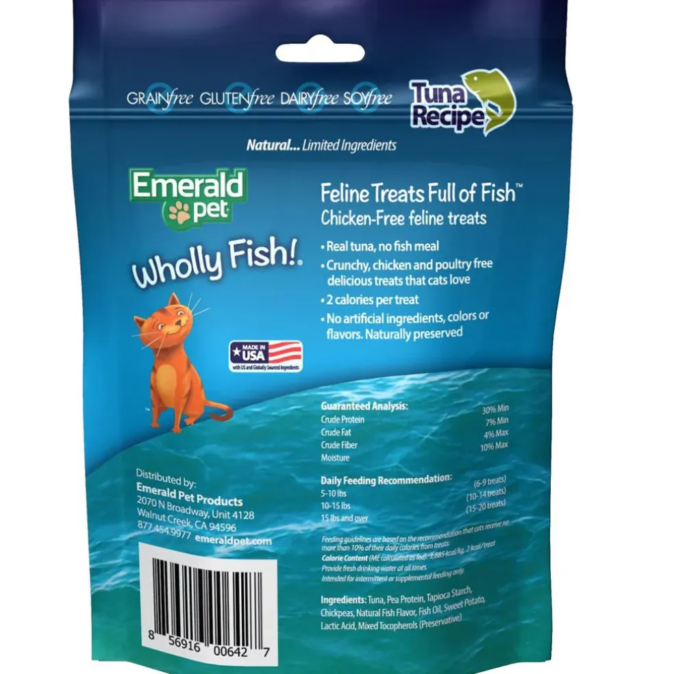 Emerald Pet Wholly Fish! Tuna Recipe Grain-Free Crunchy Cat Treats (3 oz)