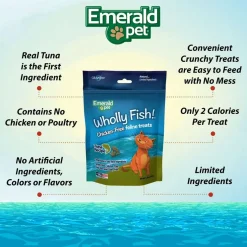 Emerald Pet Wholly Fish! Tuna Recipe Grain-Free Crunchy Cat Treats (3 oz)