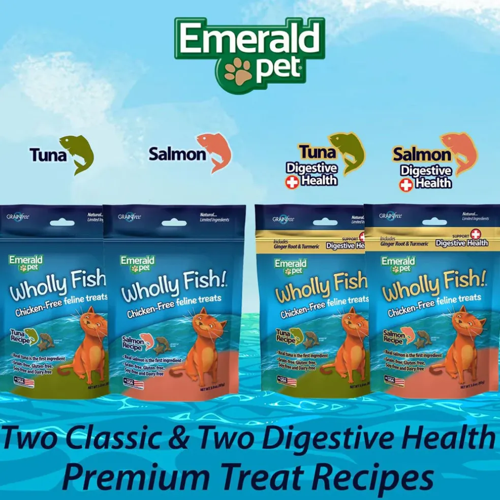 Emerald Pet Wholly Fish! Tuna Recipe Grain-Free Crunchy Cat Treats (3 oz)