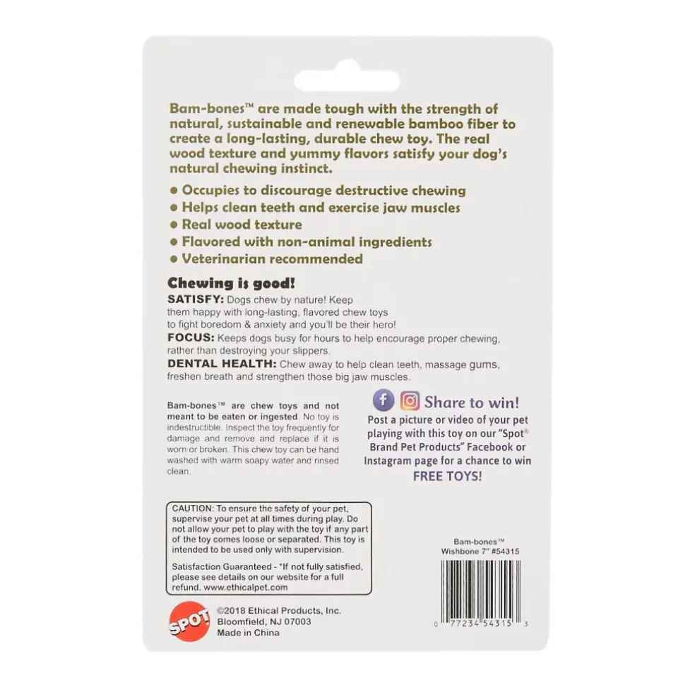 Ethical Bambone Wish Bone Bacon Toy For Dog (7")