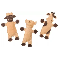 Ethical Dura-Fuse Leather Barnyard Toy For Dogs, assorted characters (11")