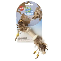 Ethical Love the Earth Wood & Feather Toy For Cats, Assorted Colors