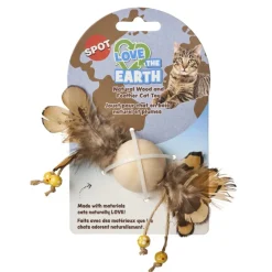 Ethical Love the Earth Wood & Feather Toy For Cats, Assorted Colors
