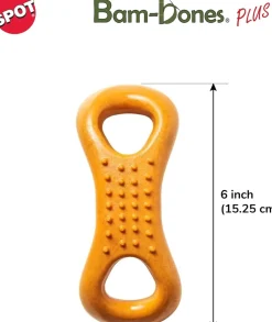 Ethical Pet Bam-Bones Plus Figure 8 Bone Peanut Butter Flavor Dog Chew Toy, 6.5