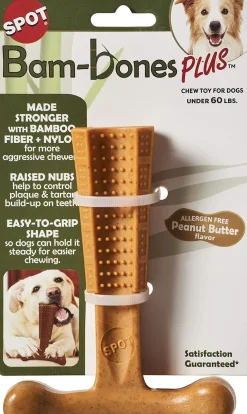 Ethical Pet Bam-Bones Plus Peanut Butter Tough Chew Dog Toy