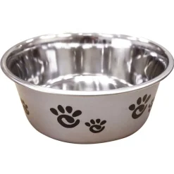 Ethical Pet Spot Barcelona Stainless Steel Paw Print Dog Bowl, Pearlized Silver