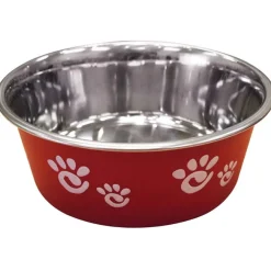 Ethical Pet Spot Barcelona Stainless Steel Paw Print Dog Bowl, Raspberry
