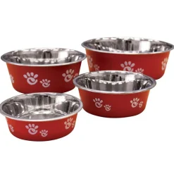 Ethical Pet Spot Barcelona Stainless Steel Paw Print Dog Bowl, Raspberry