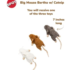 Ethical Pet Spot Big Mouse Bertha Cat Toy, Color Varies, 7-in
