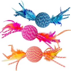 Ethical Pet Spot Elasteeez Ball & Feathers Cat Toy, Color Varies, 1-count