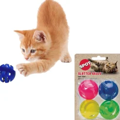 Ethical Pet Spot Slotted Balls Cat Toy Multi-Color, 4-count