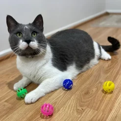 Ethical Pet Spot Slotted Balls Cat Toy Multi-Color, 4-count