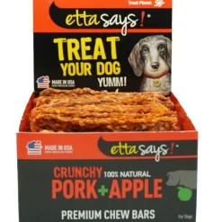 Etta Says! Premium Crunchy Chew Bars Pork + Apple Dog Treats, 12 count