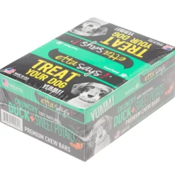 Etta Says! Premium Crunchy Chew Bars Duck + Sweet Potato Dog Treats, 12 count