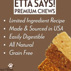 Etta Says! Premium Crunchy Chew Bars Duck + Sweet Potato Dog Treats, 12 count