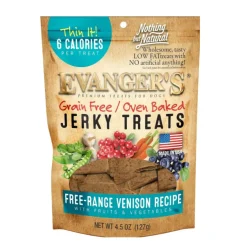 Evanger's Grain-Free Oven Baked Venison Recipe Jerky Treats for Dogs (4.5 oz)