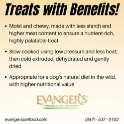 Evanger's Grain-Free Oven Baked Venison Recipe Jerky Treats for Dogs (4.5 oz)