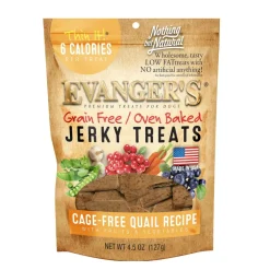 Evanger's Grain-Free Oven Baked Qauil Recipe Jerky Treats for Dogs (4.5 oz)