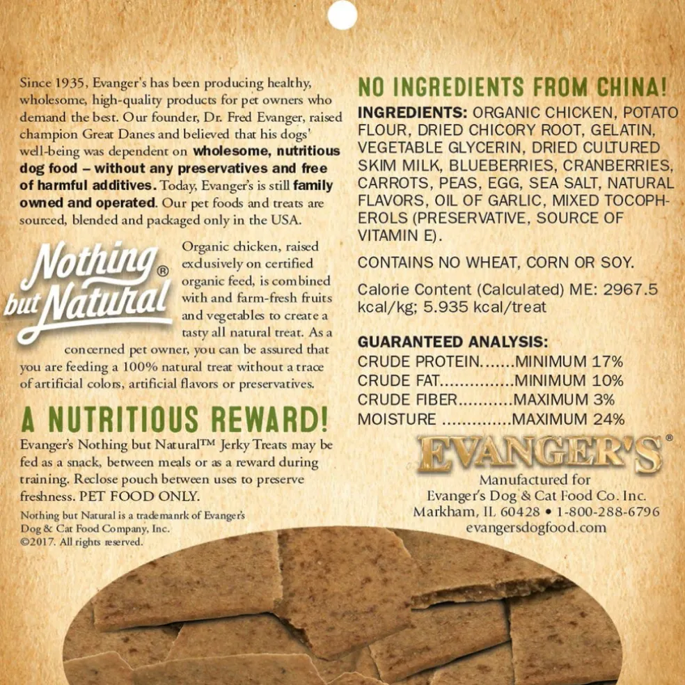Evanger's Nothing But Natural Holistic Chicken Recipe Jerky Dog Treats (4.5 oz)