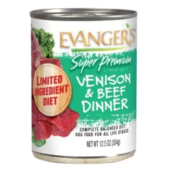Evanger's Super Premium Venison & Beef Dinner Grain-Free Wet Dog Food, (12.8-oz x 12 cans)