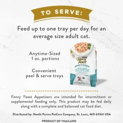 Fancy Feast Appetizers Light Meat Tuna with a Scallop Topper Lickable Cat Treats, 1.1-oz tray, case of 10