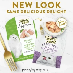 Fancy Feast Appetizers, Skipjack Tuna with a Sole Topper, Lickable Cat Treats, 1.1-oz tray, case of 10