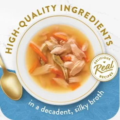 Fancy Feast Classic Broths with Tuna, Anchovies & Whitefish Supplemental Wet Cat Food Pouches, 1.4-oz pouch, case of 16