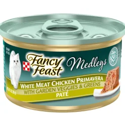 Fancy Feast Medleys White Meat Chicken Primavera Pate Wet Cat Food, 3-oz case of 24